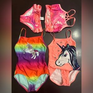2 girls one piece swim suits/1 bikini size 6